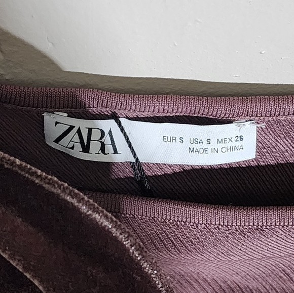 Zara Brown Velvet One Sleeve Top - Picture 4 of 4